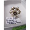 Image 2 : LADIES 14KT PEARL, GARNET & DIAMOND RING, SZ 3 1/4