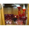 Image 1 : LOT OF RED DECORATIVE GLASSWARE