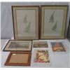 Image 1 : Multiple Artwork: Framed Leaf Prints, Street Scene, Menu Covers Unframed, etc Misc Sizes