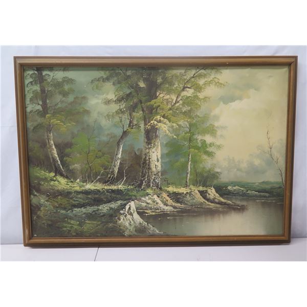 Landscape Artwork Signed by Artist, Wood Framed 39 x27 