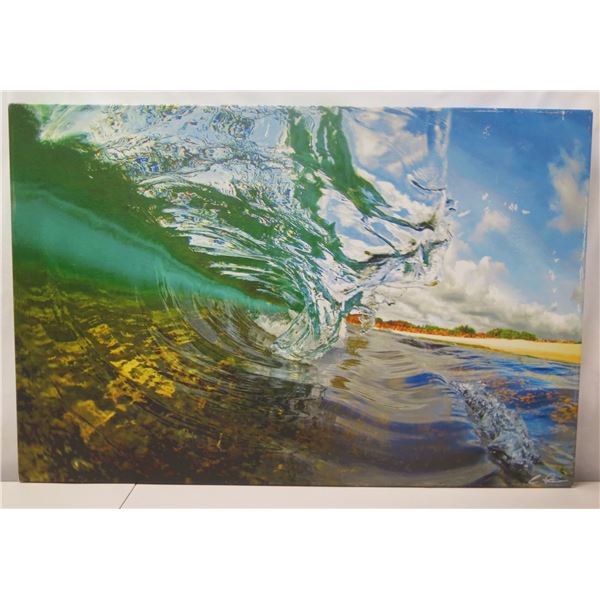 Large Wave Photographic Art, Signed by Artist Clark Little, Unframed 36  x 24 