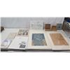 Image 1 : Multiple Unframed Artwork, Newspaper Clippings, Wooden Boxes, etc