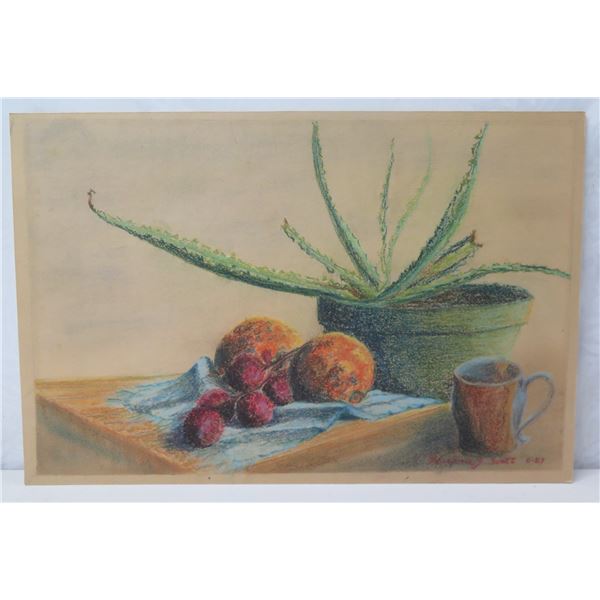 Pencil Sketch Still Life Artwork Signed by Artist Marjorie Scott '87, Unframed