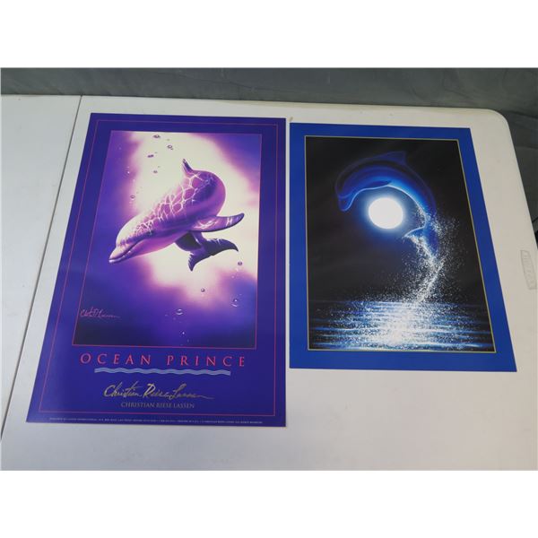 Qty 2 Posters: Christian Riese Lassen Print & Dolphin Moon