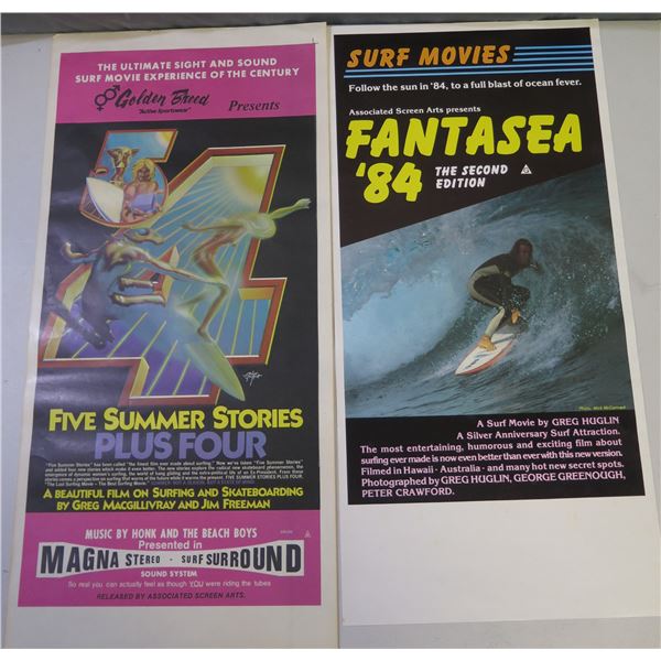 Qty 2 Posters: Five Summer Stories & Fantasea '84 Surf Movies