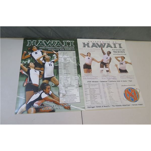 Qty 2 University of Hawaii 2003 & 2008 Wahine Volleyball Schedules