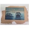 Image 1 : Ocean Landscape Artwork w/ Asian Markings (edge damaged)