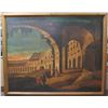 Image 1 : Very Large Framed Roman Colosseum Artwork on Canvas, Signed Rovath 66"x54" (canvas damaged)