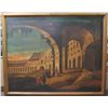 Image 1 : Very Large Framed Roman Colosseum Artwork on Canvas, Signed Rovath 66"x54" (canvas damaged)