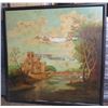 Image 1 : Large Framed Castle Landscape Artwork on Canvas, Signed Skilling 64"x64" (canvas damaged)