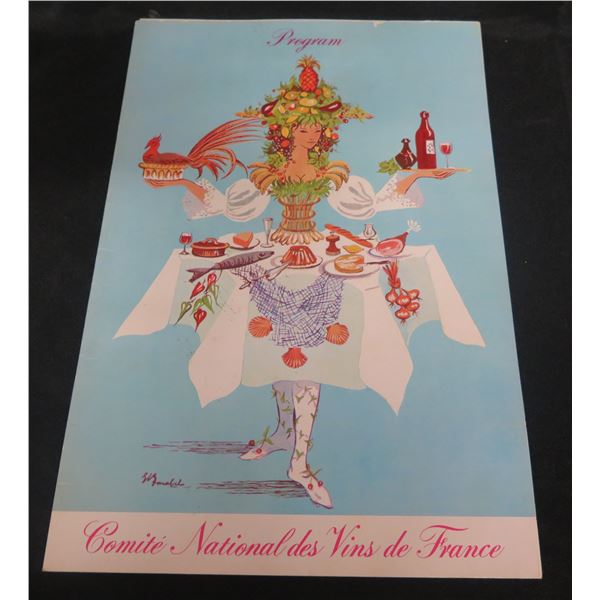 Program Comite National des Vins de France Wine & Cheese Menu 12"x8"