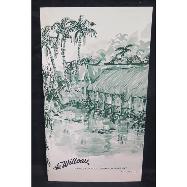 The Willows Hawaii's Famous Garden Restaurant Cocktail Menu 16"x14"