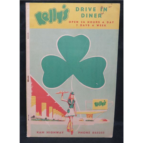 Kelly's Drive-In Diner Menu Kam Highway Complete Menu 7"x11"