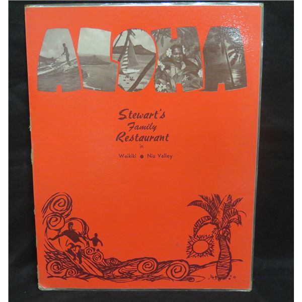 Stewarts Family Restaurant Waikiki & Niu Valley Menu20"x12"