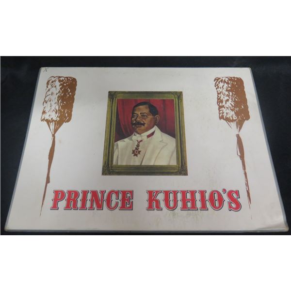 Prince Kuhio's Ala Moana Center Dinner Menu w/ Bio 17"x12"