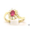 Image 1 : Estate 18k Yellow Gold .70 ctw QUALITY Oval Ruby & FINE Diamond Petite Halo Ring