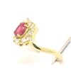 Image 2 : Estate 18k Yellow Gold .70 ctw QUALITY Oval Ruby & FINE Diamond Petite Halo Ring