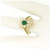 Image 8 : Estate 18k Yellow Gold 1.78 ctw Oval Emerald & Round Diamond Pyramid Cluster Rin