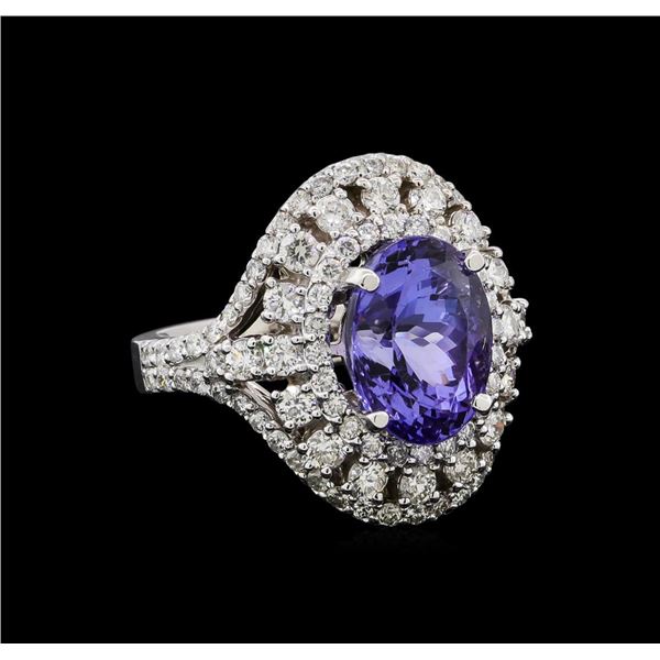 5.00 ctw Tanzanite and Diamond Ring - 14KT White Gold