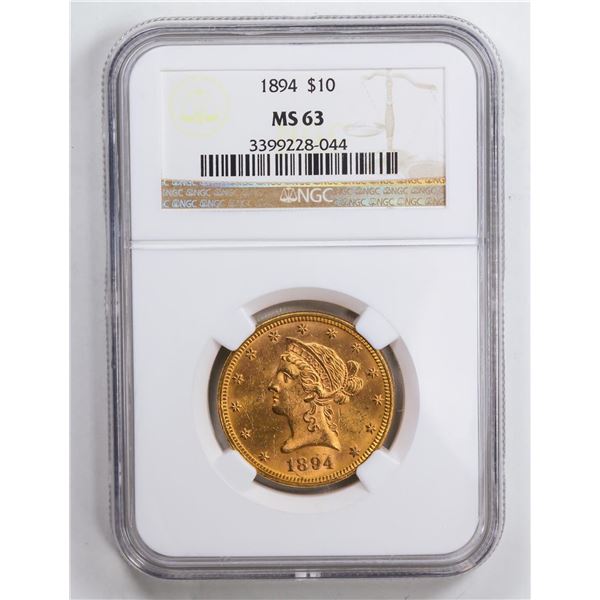 1894 $10 Eagle Gold Coin NGC MS63