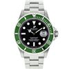 Image 3 : Rolex Mens Stainless Steel Black Dial Green Insert Anniversay Edition Submariner