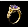 Image 4 : 14KT Yellow Gold 3.43 ctw Tanzanite and Diamond Ring