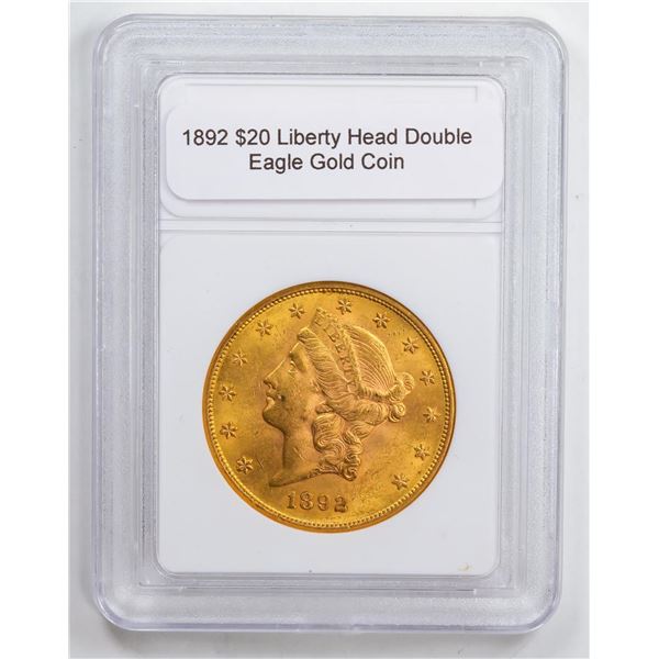 1892 $20 Liberty Head Double Eagle Gold Coin