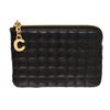 Image 1 : Celine Black Quilted Calfskin Leather C Charm Coin and Card Pouch