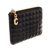 Image 2 : Celine Black Quilted Calfskin Leather C Charm Coin and Card Pouch