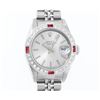 Image 1 : Rolex Ladies Quickset Stainless Steel 18K White Gold Diamond & Ruby Bezel Silver