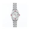 Image 2 : Rolex Ladies Quickset Stainless Steel 18K White Gold Diamond & Ruby Bezel Silver