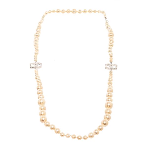 Chanel Gold Cocomark Pearl Necklace