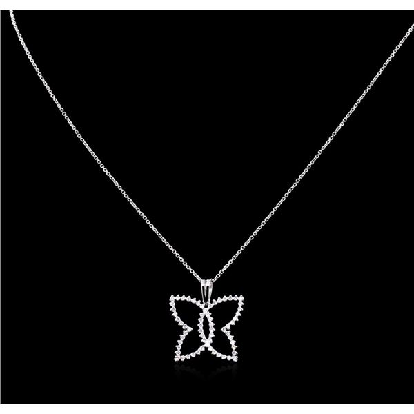 0.60 ctw Diamond Pendant With Chain - 14KT White Gold