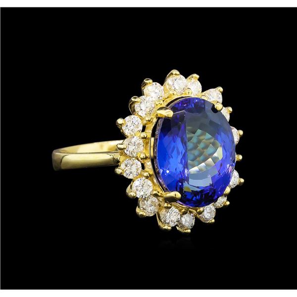 14KT Yellow Gold 5.44 ctw Tanzanite and Diamond Ring