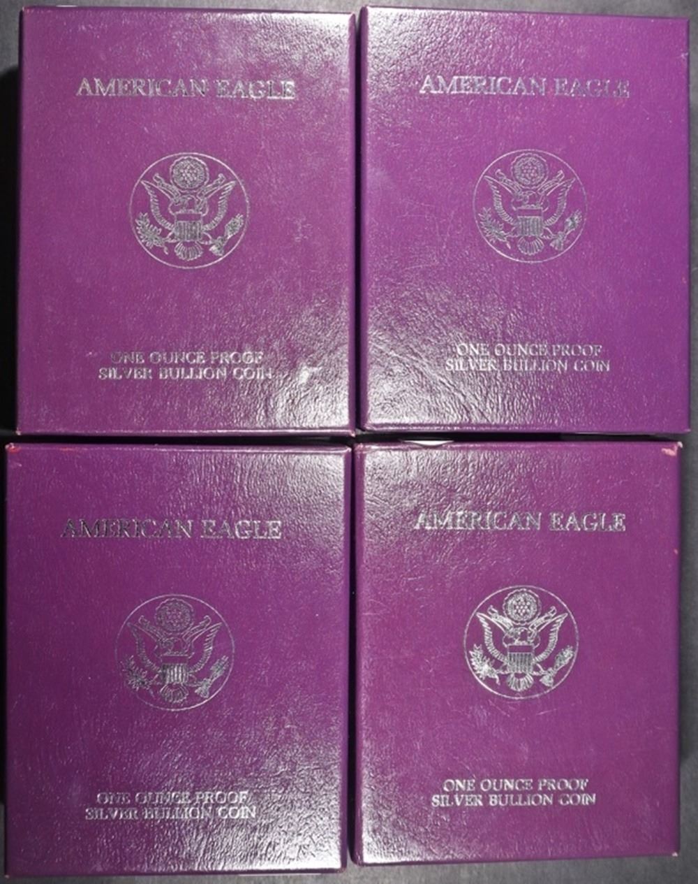 1987-1990 PROOF ASE BOXES W/ COA EMPTY & USED