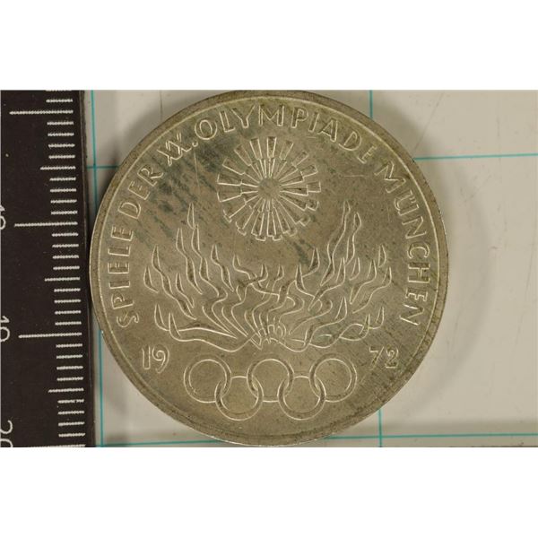 1972 GERMAN SILVER OLYMPIC 10 MARK .3315 OZ. ASW