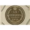 Image 1 : 1916 RUSSIA SILVER 15 KOPEKS. BRILLIANT UNC .0434