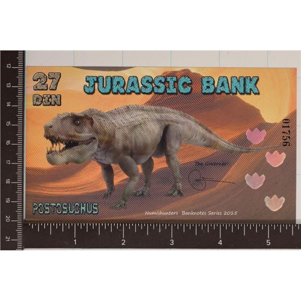 2015 JURASSIC BANK 27 DIN CRISP UNC, COLORIZED