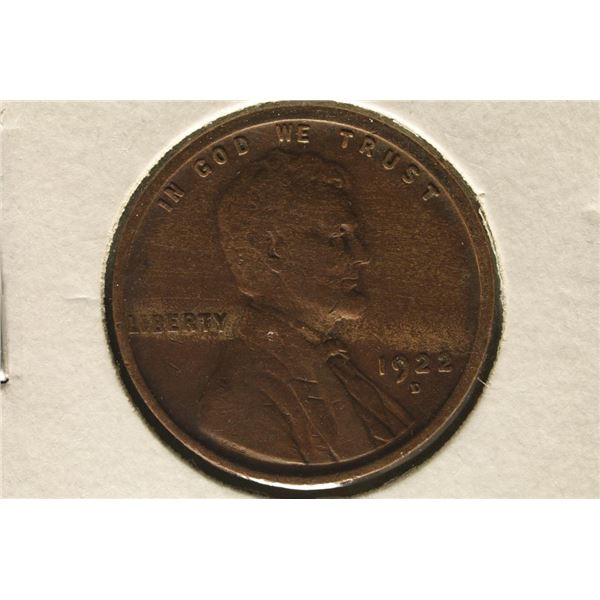 SEMI-KEY 1922-D LINCOLN WHEAT CENT