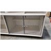 Image 2 : LARGE 4 SECTION PET CAGE, 92 INCH LONG, 31 INCH DEEP AND 28 INCH TALL, SOID ONE PIECE, WITH 4 DOORS