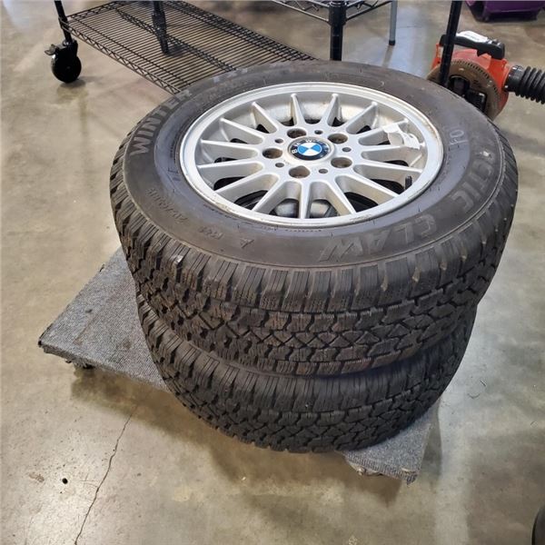 2 BMW RIMS WITH ARTIC CLAW 215/65R15 TIRES