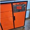 Image 2 : DIGGIT ORANGE / BLACK 10 DRAWER 2 DOOR 77"W X 20"D X 44"H MOBILE WORK BENCH COMPLETE WITH ASSORTED F