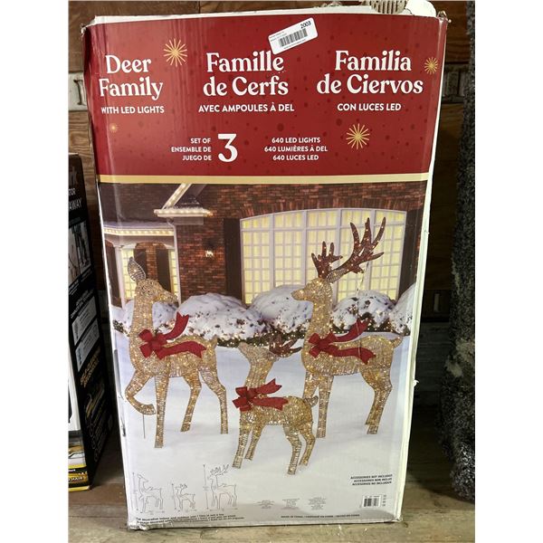 Deer Family with LED Lights