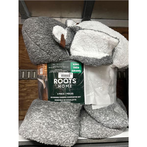 Roots Home 3 Piece Reversible Sherpa Comforter Set