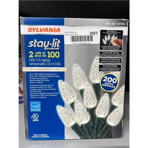 sylvania stay-lit 2 sets of 100 warm white