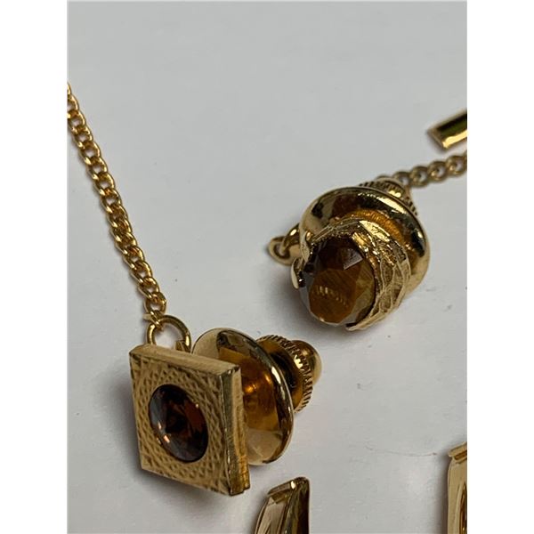 ESTATE ITEM - Vintage Cat Eye Cufflinks & Tie Pin Set
