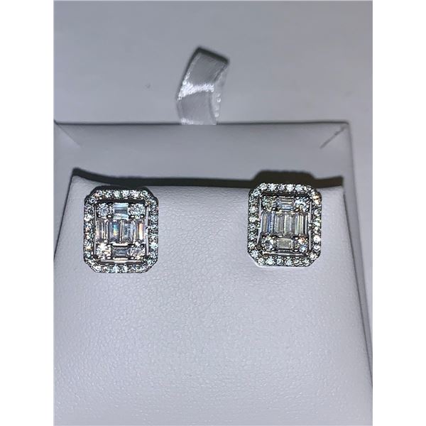 ESTATE ITEM - Emerald cut 1.0 Carat Solitaire Cluster Earring Set