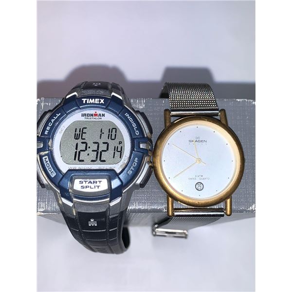 ESTATE ITEM - Lot of 2 Wrist Watches Timex Ironman and Skagen quartz