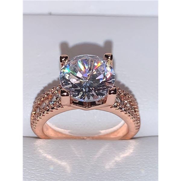 Brilliant Round Cut 1.25 Carat Solitaire Rose' Cluster Banded Engagement Ring