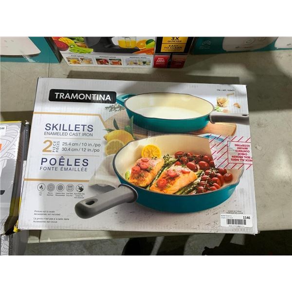 Tramotina enameled cast iron skillets, pack of 2